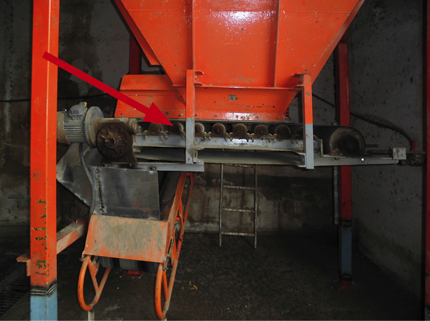 2. Detalle intersección entre banda/elementos fijos y rodillos