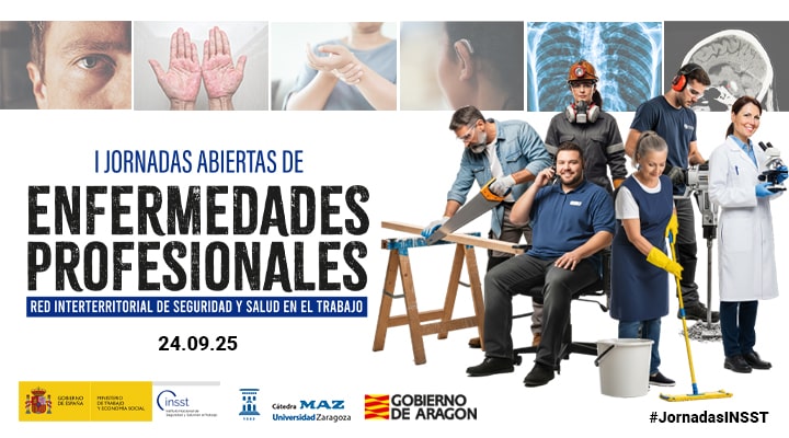 Banner de las I Jornadas Abiertas del Grupo de Enfermedades Profesionales de la Red Interterritorial de Seguridad y Salud en el Trabajo.
