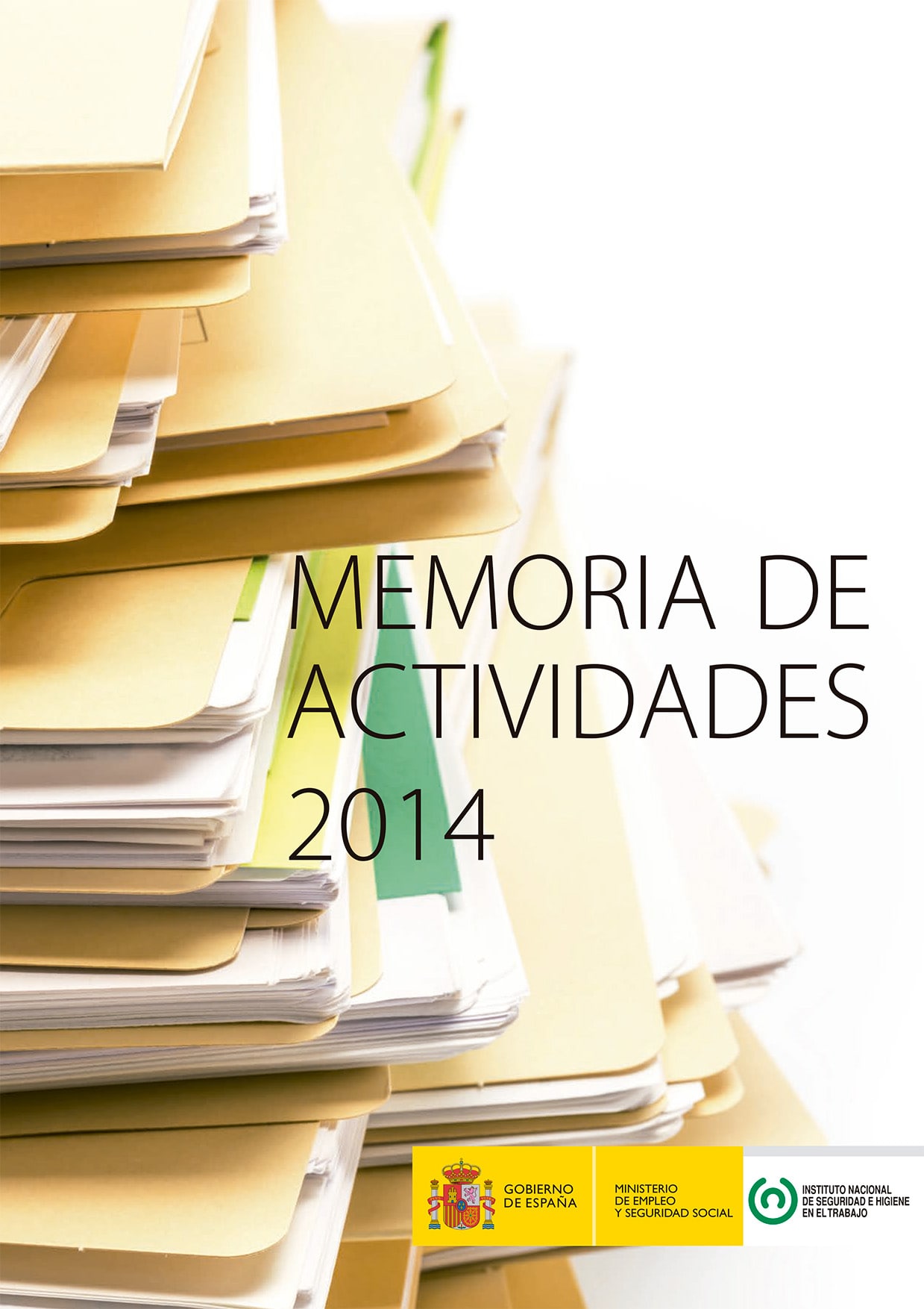Portada de la Memoria de actividades del INSST 2014