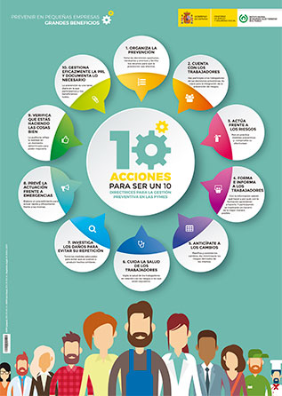 Cartel: 10 acciones para ser un 10. Directrices para la gestión preventiva en las pymes - Año 2017