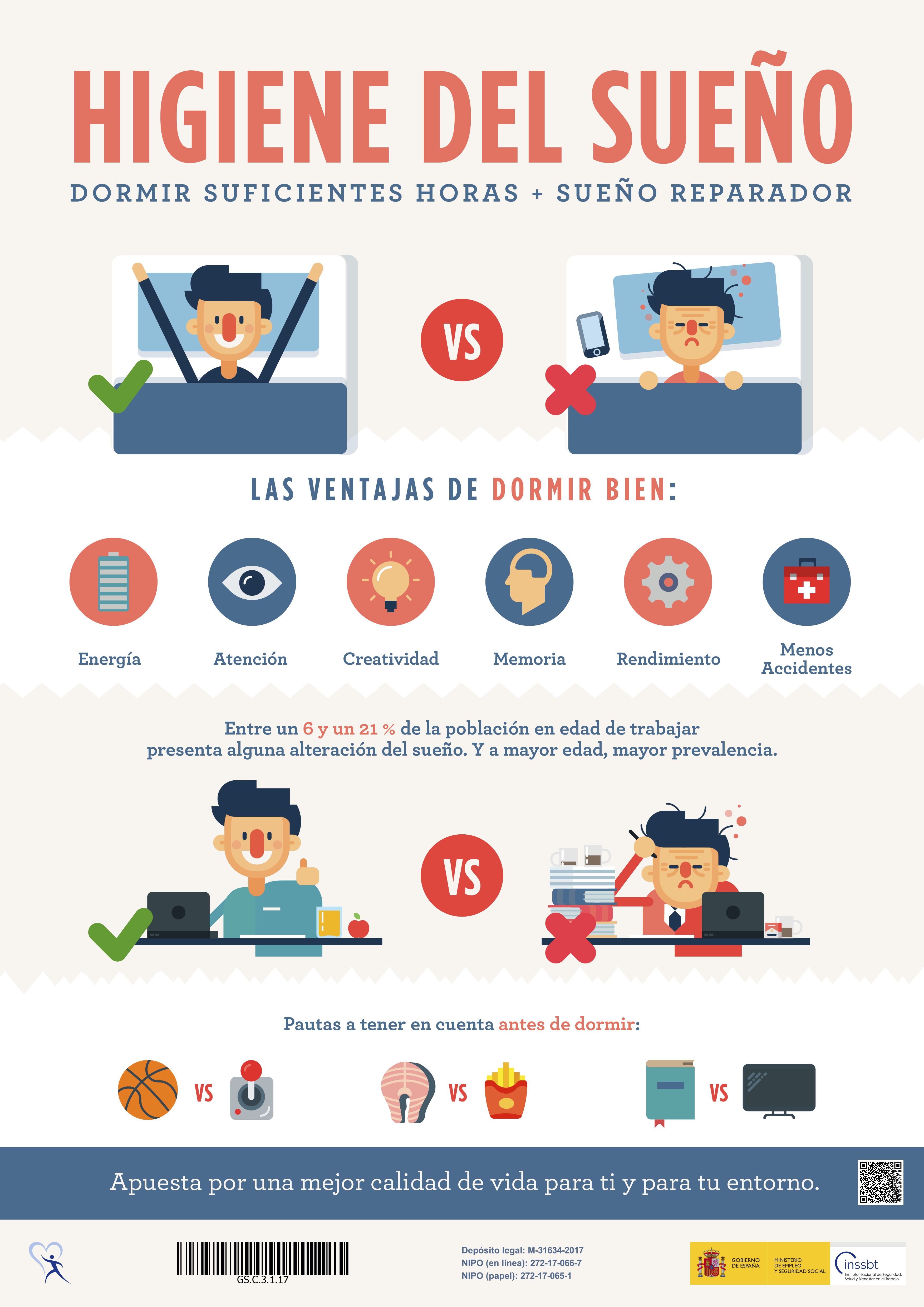 Cartel: Higiene del sueño - Ganar en salud - Año 2016