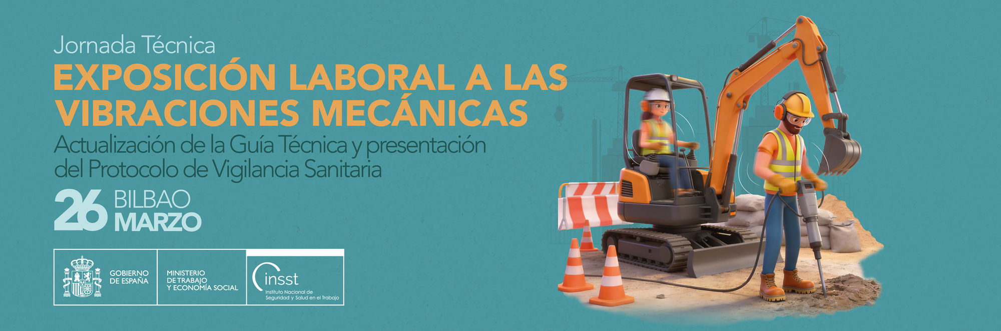 Banner jornada técnica actualización guía técnica vibraciones mecánicas y protocolo de vigilancia de la salud 